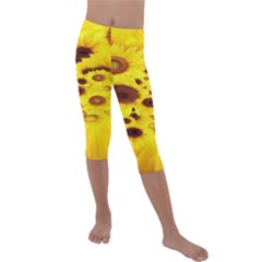 Beautiful Sunflowers Kids  Lightweight Velour Capri Leggings  by Ket1n9