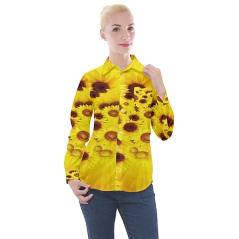 Beautiful Sunflowers Women s Long Sleeve Pocket Shirt by Ket1n9