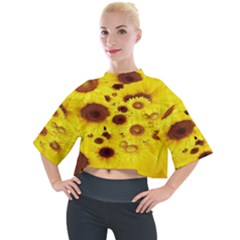 Beautiful Sunflowers Mock Neck T-shirt by Ket1n9