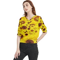 Beautiful Sunflowers Quarter Sleeve Blouse