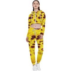 Beautiful Sunflowers Cropped Zip Up Lounge Set by Ket1n9