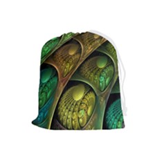 Psytrance Abstract Colored Pattern Feather Drawstring Pouch (large) by Ket1n9