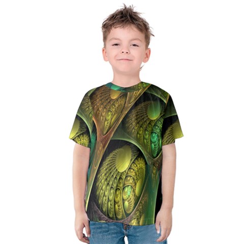 Psytrance Abstract Colored Pattern Feather Kids  Cotton T-shirt by Ket1n9