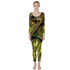 Psytrance Abstract Colored Pattern Feather Long Sleeve Catsuit by Ket1n9