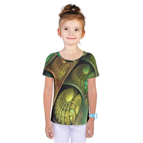 Psytrance Abstract Colored Pattern Feather Kids  One Piece T-shirt by Ket1n9