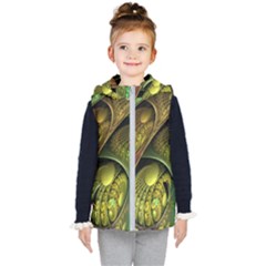 Psytrance Abstract Colored Pattern Feather Kids  Hooded Puffer Vest