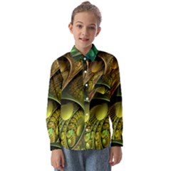 Psytrance Abstract Colored Pattern Feather Kids  Long Sleeve Shirt by Ket1n9