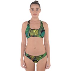 Psytrance Abstract Colored Pattern Feather Cross Back Hipster Bikini Set by Ket1n9