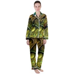 Psytrance Abstract Colored Pattern Feather Women s Long Sleeve Satin Pajamas Set	 by Ket1n9