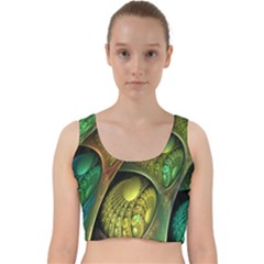 Psytrance Abstract Colored Pattern Feather Velvet Racer Back Crop Top by Ket1n9