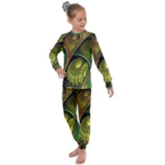 Psytrance Abstract Colored Pattern Feather Kids  Long Sleeve Set  by Ket1n9