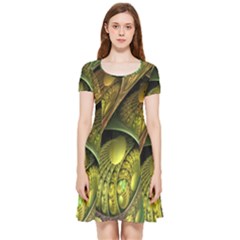 Psytrance Abstract Colored Pattern Feather Inside Out Cap Sleeve Dress by Ket1n9