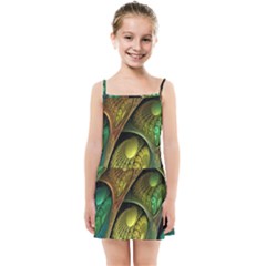 Psytrance Abstract Colored Pattern Feather Kids  Summer Sun Dress by Ket1n9