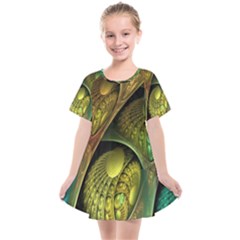 Psytrance Abstract Colored Pattern Feather Kids  Smock Dress by Ket1n9