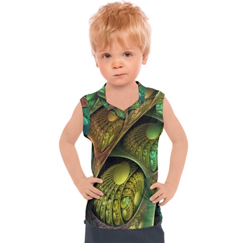 Psytrance Abstract Colored Pattern Feather Kids  Sport Tank Top by Ket1n9