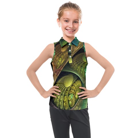 Psytrance Abstract Colored Pattern Feather Kids  Sleeveless Polo T-shirt by Ket1n9