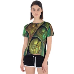 Psytrance Abstract Colored Pattern Feather Open Back Sport T-shirt by Ket1n9