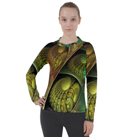 Psytrance Abstract Colored Pattern Feather Women s Pique Long Sleeve T-shirt by Ket1n9