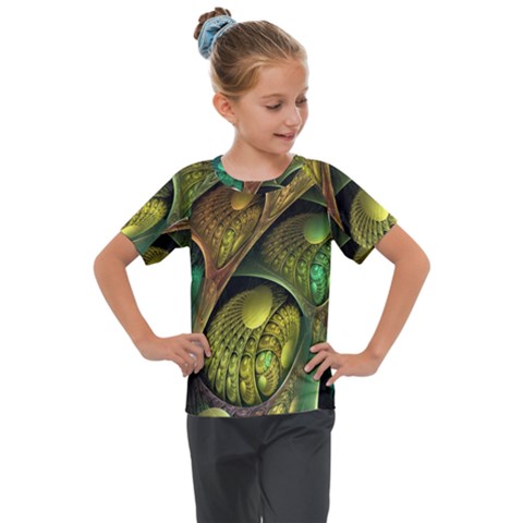 Psytrance Abstract Colored Pattern Feather Kids  Mesh Piece T-shirt by Ket1n9