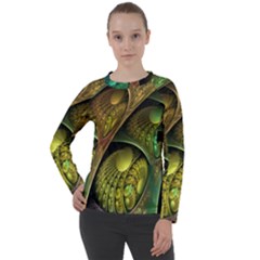 Psytrance Abstract Colored Pattern Feather Women s Long Sleeve Raglan T-shirt