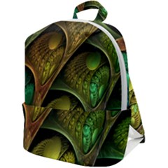 Psytrance Abstract Colored Pattern Feather Zip Up Backpack by Ket1n9