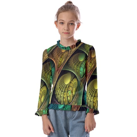 Psytrance Abstract Colored Pattern Feather Kids  Frill Detail T-shirt by Ket1n9