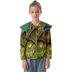 Psytrance Abstract Colored Pattern Feather Kids  Peter Pan Collar Blouse by Ket1n9