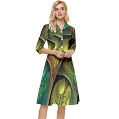 Psytrance Abstract Colored Pattern Feather Classy Knee Length Dress by Ket1n9