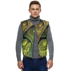 Psytrance Abstract Colored Pattern Feather Men s Button Up Puffer Vest	 by Ket1n9