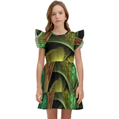 Psytrance Abstract Colored Pattern Feather Kids  Winged Sleeve Dress by Ket1n9