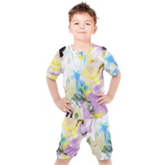 Watercolour Watercolor Paint Ink Kids  T-shirt And Shorts Set by Ket1n9