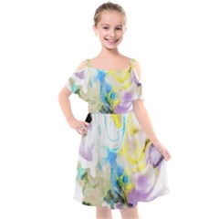 Watercolour Watercolor Paint Ink Kids  Cut Out Shoulders Chiffon Dress by Ket1n9