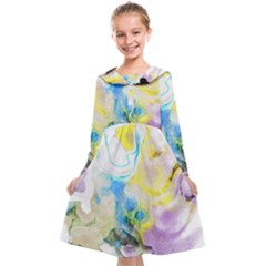 Watercolour Watercolor Paint Ink Kids  Midi Sailor Dress by Ket1n9