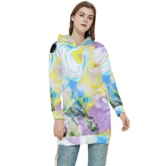 Watercolour Watercolor Paint Ink Women s Long Oversized Pullover Hoodie by Ket1n9