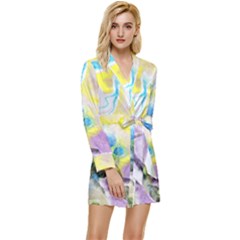 Watercolour Watercolor Paint Ink Long Sleeve Satin Robe by Ket1n9