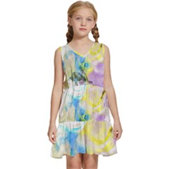 Watercolour Watercolor Paint Ink Kids  Sleeveless Tiered Mini Dress by Ket1n9