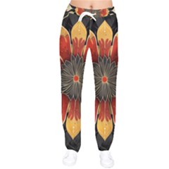 Pattern Decoration Background Women Velvet Drawstring Pants