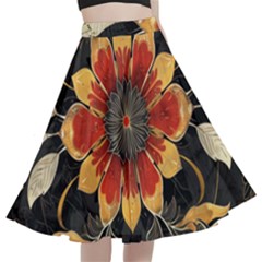 Pattern Decoration Background A-line Full Circle Midi Skirt With Pocket by Loisa77