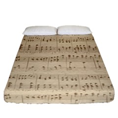 Vintage Beige Music Notes Fitted Sheet (queen Size) by Loisa77