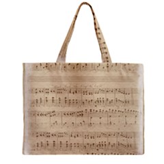 Vintage Beige Music Notes Zipper Mini Tote Bag by Loisa77