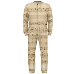 Vintage Beige Music Notes Onepiece Jumpsuit (men)