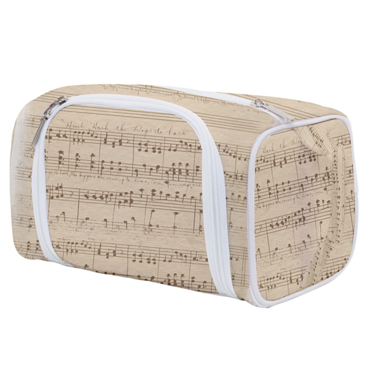 Vintage Beige Music Notes Toiletries Pouch