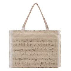 Vintage Beige Music Notes Medium Tote Bag by Loisa77