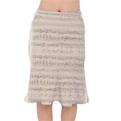 Vintage Beige Music Notes Short Mermaid Skirt by Loisa77