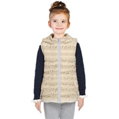 Vintage Beige Music Notes Kids  Hooded Puffer Vest