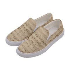 Vintage Beige Music Notes Women s Canvas Slip Ons by Loisa77