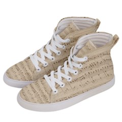 Vintage Beige Music Notes Women s Hi-top Skate Sneakers by Loisa77