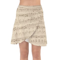 Vintage Beige Music Notes Wrap Front Skirt by Loisa77