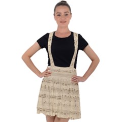 Vintage Beige Music Notes Velvet Suspender Skater Skirt by Loisa77