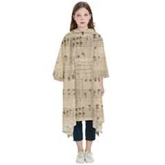 Vintage Beige Music Notes Kids  Hooded Rain Ponchos